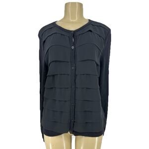 Magaschoni XL Women Cashmere Sweater Button Up Cardigan Mixed Media 22-25